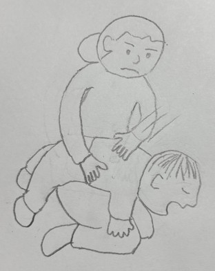 背部叩打法（ノドにひっかかっているものを叩いて落す